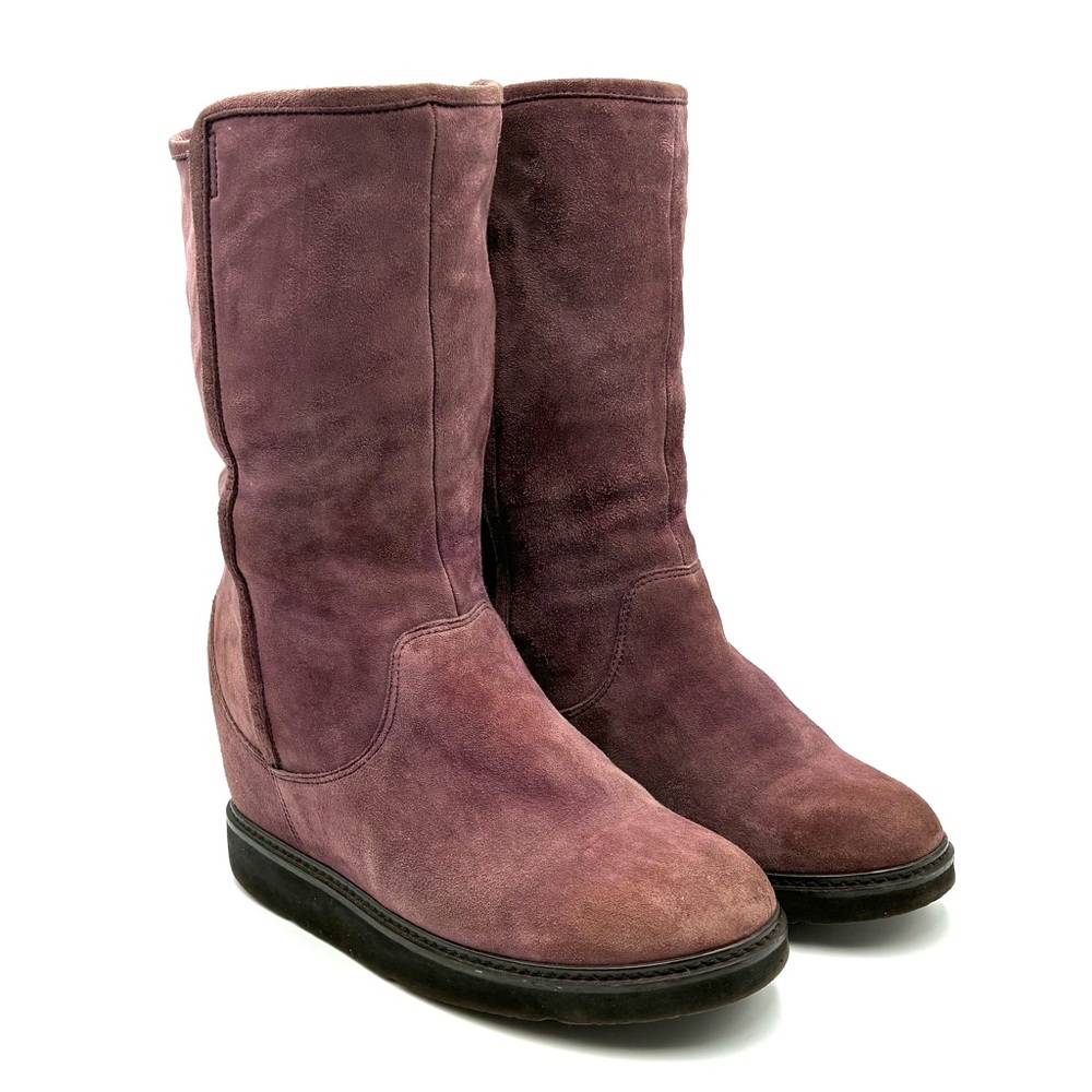UGG Collection Mauve Suede Wedge Boots, Size 8.5